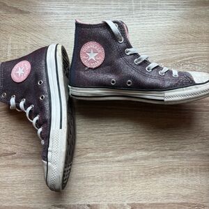Converse high top tennis shoes big kids size 3 - iridescent pink, blue, silver